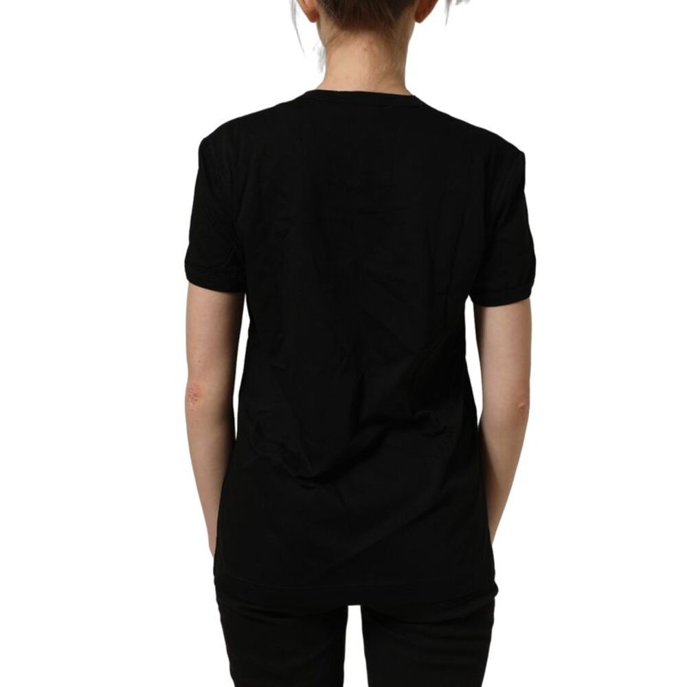 Dolce & Gabbana Black Cotton Crew Neck Short Sleeves Women's T-shirt - Picture 3 of 5